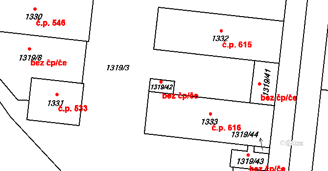 Ostrava 43841007 na parcele st. 1319/42 v KÚ Kunčice nad Ostravicí, Katastrální mapa