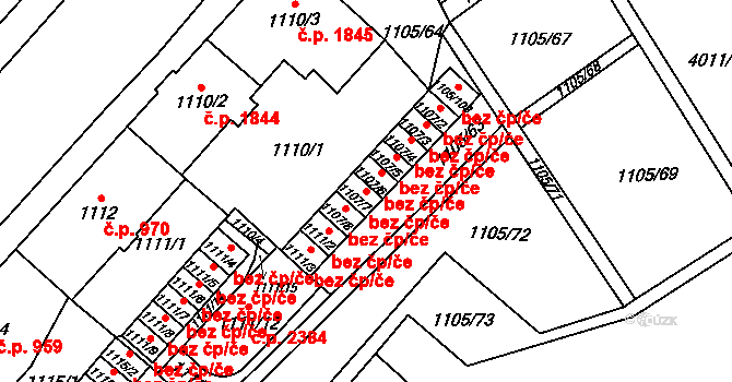 Karviná 43893007 na parcele st. 1107/7 v KÚ Karviná-město, Katastrální mapa