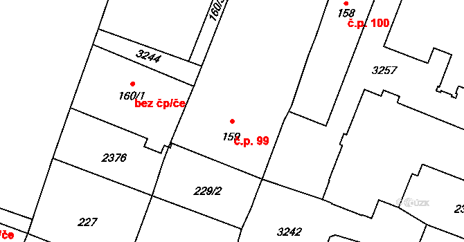 Kateřinky 99, Opava na parcele st. 159 v KÚ Kateřinky u Opavy, Katastrální mapa