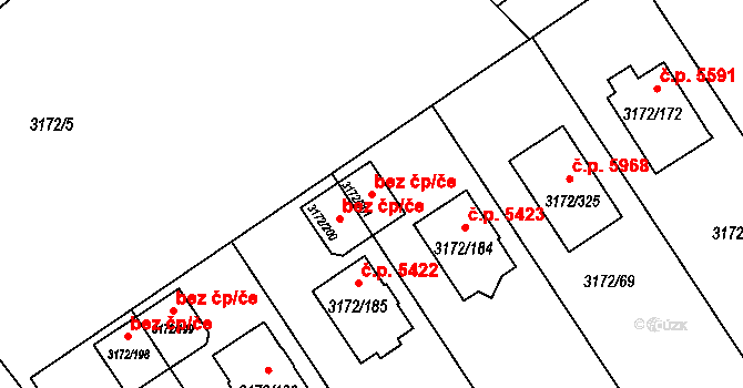 Chomutov 45044007 na parcele st. 3172/201 v KÚ Chomutov II, Katastrální mapa