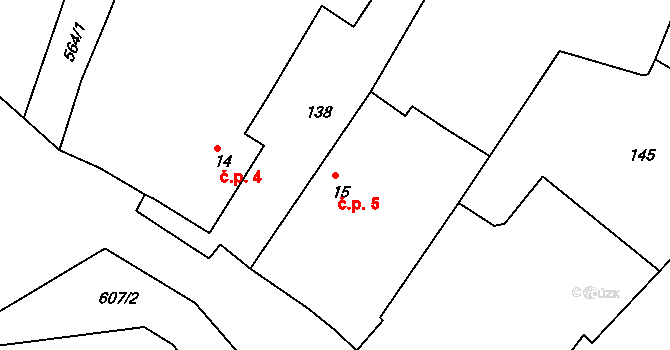 Krsice 5, Čimelice na parcele st. 15 v KÚ Krsice, Katastrální mapa