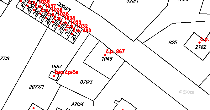 Náchod 867 na parcele st. 1046 v KÚ Náchod, Katastrální mapa