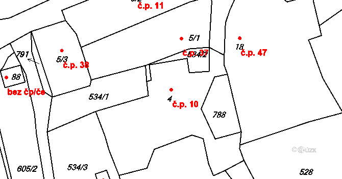 Branišov 10, Zdíkov na parcele st. 4 v KÚ Branišov u Zdíkovce, Katastrální mapa