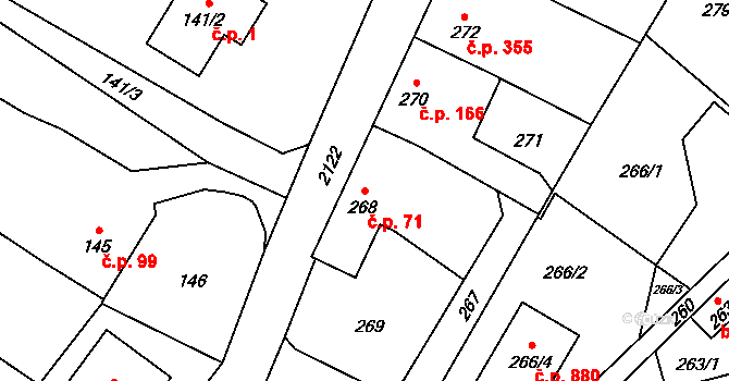 Vřesina 71 na parcele st. 268 v KÚ Vřesina u Bílovce, Katastrální mapa