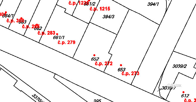 Rakovník II 272, Rakovník na parcele st. 652 v KÚ Rakovník, Katastrální mapa