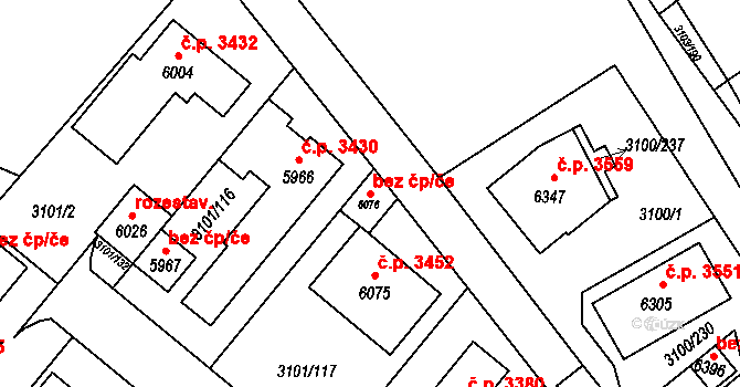 Břeclav 87906007 na parcele st. 6076 v KÚ Břeclav, Katastrální mapa