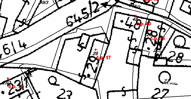 Hněvkov 17, Blatná na parcele st. 29 v KÚ Hněvkov u Mačkova, Katastrální mapa