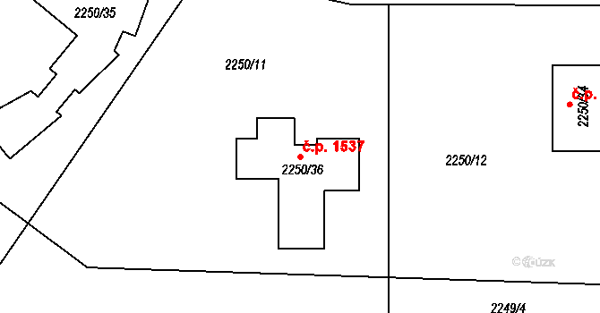 Kylešovice 1537, Opava na parcele st. 2250/36 v KÚ Kylešovice, Katastrální mapa