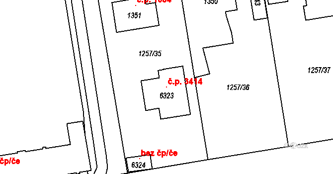 Šumperk 3414 na parcele st. 6323 v KÚ Šumperk, Katastrální mapa