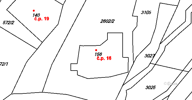 Tachovská Huť 16, Tři Sekery na parcele st. 156 v KÚ Tachovská Huť, Katastrální mapa