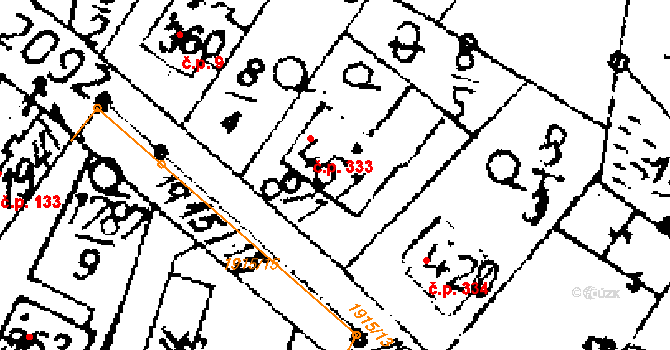 Přerov nad Labem 333 na parcele st. 461 v KÚ Přerov nad Labem, Katastrální mapa