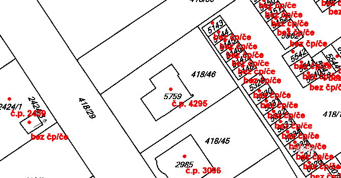 Jablonec nad Nisou 4295 na parcele st. 5759 v KÚ Jablonec nad Nisou, Katastrální mapa