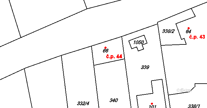 Dražetice 44, Borotice na parcele st. 66 v KÚ Dražetice II, Katastrální mapa