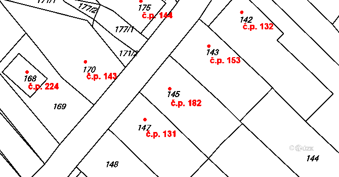 Ketkovice 182 na parcele st. 145 v KÚ Ketkovice, Katastrální mapa