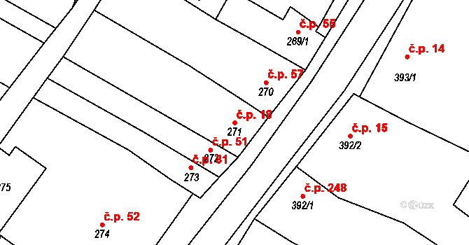 Tetčice 18 na parcele st. 271 v KÚ Tetčice, Katastrální mapa