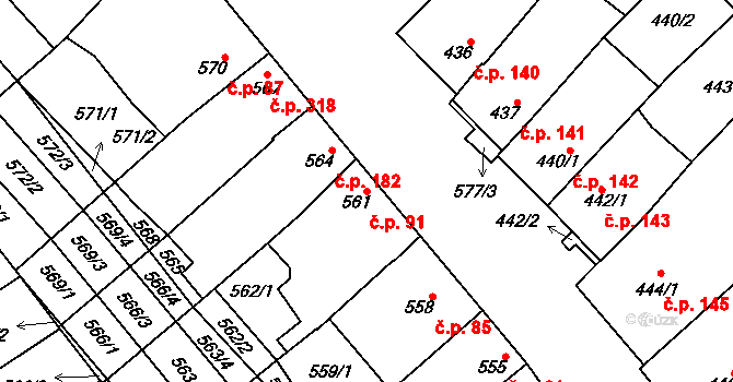Zarazice 91, Veselí nad Moravou na parcele st. 561 v KÚ Zarazice, Katastrální mapa
