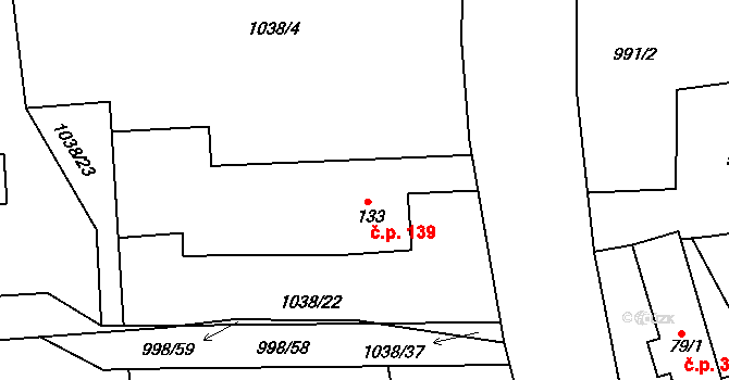 Želivec 139, Sulice na parcele st. 133 v KÚ Sulice, Katastrální mapa