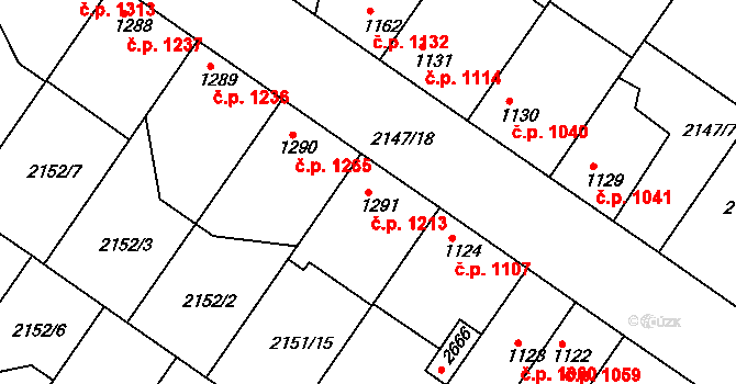 Lysá nad Labem 1213 na parcele st. 1291 v KÚ Lysá nad Labem, Katastrální mapa