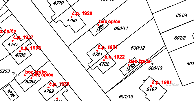 Cheb 1921 na parcele st. 4781 v KÚ Cheb, Katastrální mapa