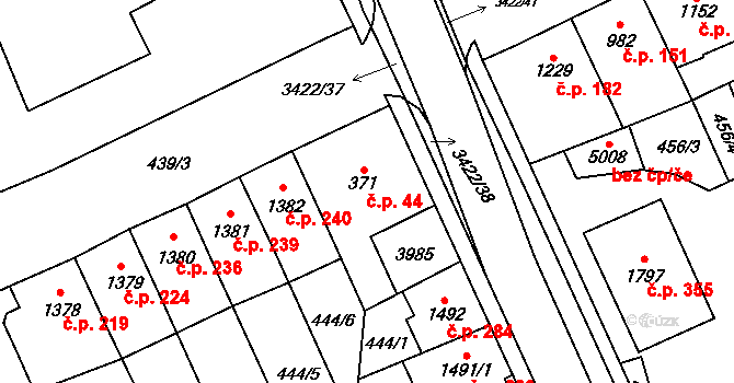 Klatovy IV 44, Klatovy na parcele st. 371 v KÚ Klatovy, Katastrální mapa