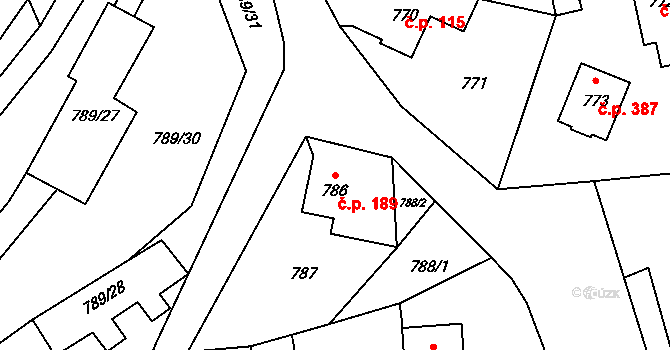 Jablůnka 189 na parcele st. 786 v KÚ Jablůnka, Katastrální mapa