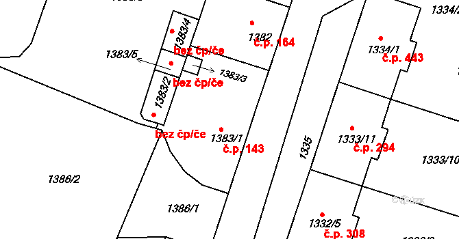 Suchdol nad Lužnicí 143 na parcele st. 1383/1 v KÚ Suchdol nad Lužnicí, Katastrální mapa