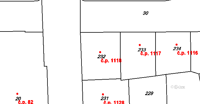 Smíchov 1118, Praha na parcele st. 232 v KÚ Smíchov, Katastrální mapa