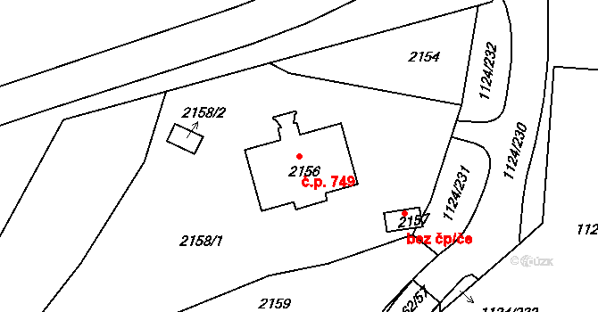 České Budějovice 2 749, České Budějovice na parcele st. 2156 v KÚ České Budějovice 2, Katastrální mapa