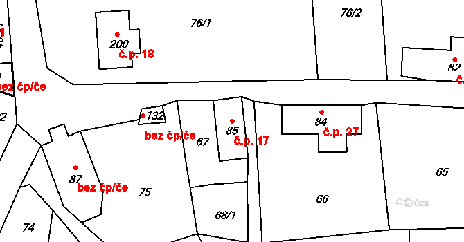 Andělská Hora 17, Chrastava na parcele st. 85 v KÚ Andělská Hora u Chrastavy, Katastrální mapa