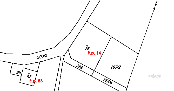 Prkenný Důl 14, Žacléř na parcele st. 25 v KÚ Prkenný Důl, Katastrální mapa