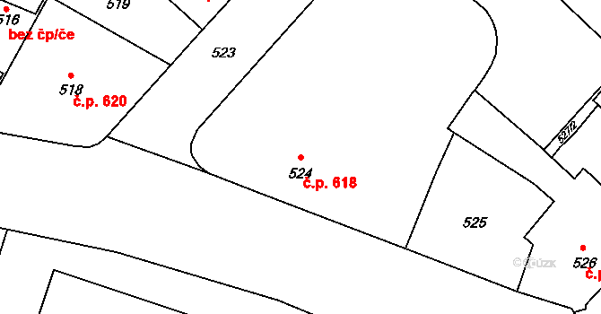 Fryštát 618, Karviná na parcele st. 524 v KÚ Karviná-město, Katastrální mapa