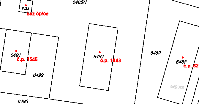 Vsetín 1643 na parcele st. 6484 v KÚ Vsetín, Katastrální mapa