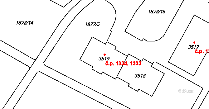 Bolevec 1333,1334, Plzeň na parcele st. 3518 v KÚ Bolevec, Katastrální mapa