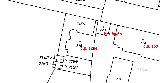 Lobzy 1214, Plzeň na parcele st. 716 v KÚ Lobzy, Katastrální mapa