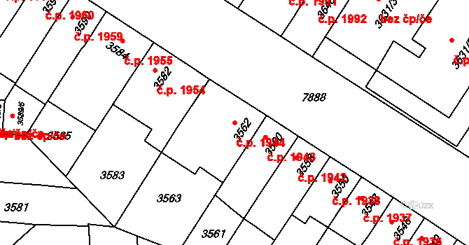 Prostějov 1944 na parcele st. 3562 v KÚ Prostějov, Katastrální mapa