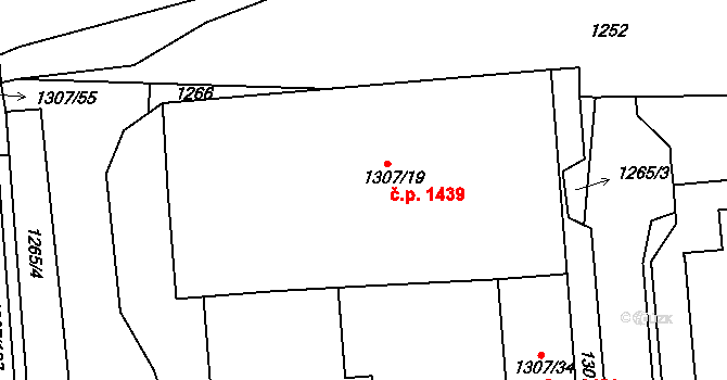 Michle 1439, Praha na parcele st. 1307/19 v KÚ Michle, Katastrální mapa