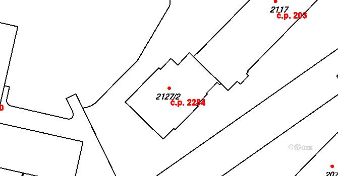 Žďár nad Sázavou 1 2284, Žďár nad Sázavou na parcele st. 2127/2 v KÚ Město Žďár, Katastrální mapa