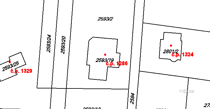 Poruba 1286, Orlová na parcele st. 2593/19 v KÚ Poruba u Orlové, Katastrální mapa
