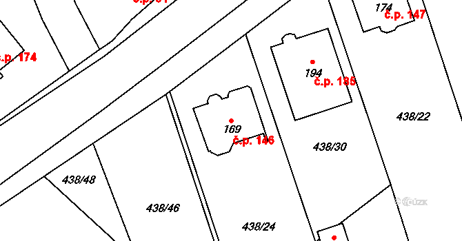 Vranová 146 na parcele st. 169 v KÚ Vranová u Letovic, Katastrální mapa