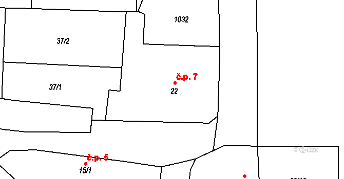 Rejšice 7, Smilovice na parcele st. 22 v KÚ Rejšice, Katastrální mapa