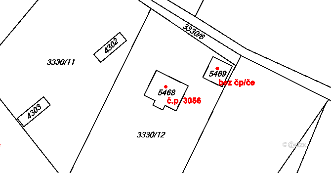 Dvůr Králové nad Labem 3056 na parcele st. 5468 v KÚ Dvůr Králové nad Labem, Katastrální mapa