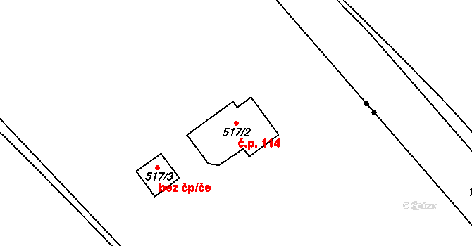 Koštov 114, Trmice na parcele st. 517/2 v KÚ Koštov, Katastrální mapa
