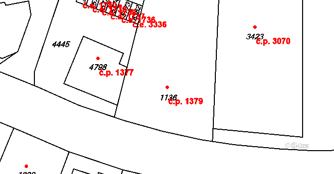 Zlín 1379 na parcele st. 1136 v KÚ Zlín, Katastrální mapa