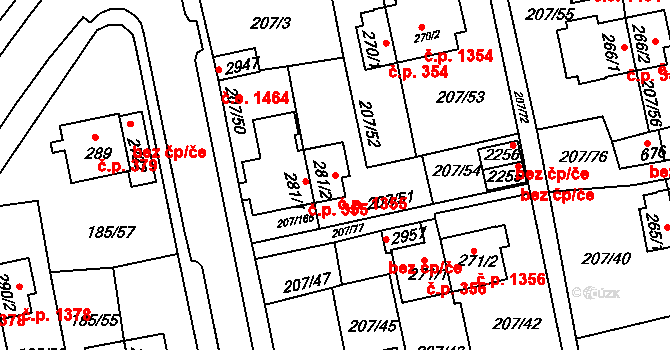 Sezimovo Ústí 1355 na parcele st. 281/2 v KÚ Sezimovo Ústí, Katastrální mapa