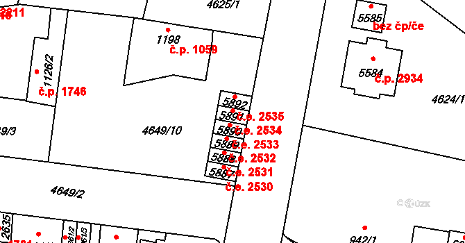 Žatec 2534 na parcele st. 5891 v KÚ Žatec, Katastrální mapa