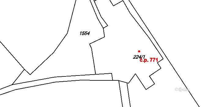 Valašská Bystřice 771 na parcele st. 224/1 v KÚ Valašská Bystřice, Katastrální mapa