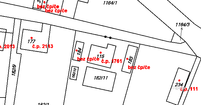 Libonice 1761, Hořice na parcele st. 115 v KÚ Libonice, Katastrální mapa