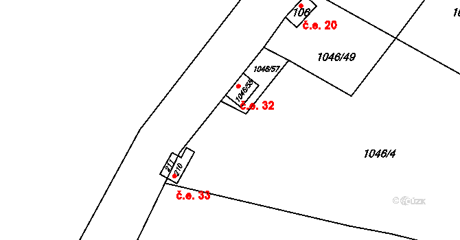 Líchovy 32, Dublovice na parcele st. 1046/55 v KÚ Líchovy, Katastrální mapa