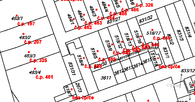 Tlumačov 359 na parcele st. 518/5 v KÚ Tlumačov na Moravě, Katastrální mapa