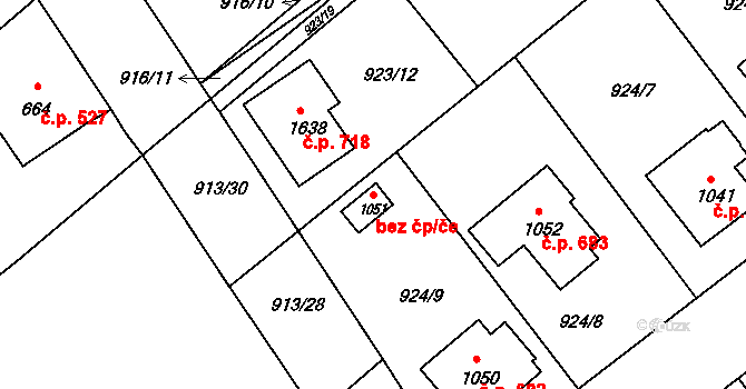 Rožmitál pod Třemšínem 42443008 na parcele st. 1051 v KÚ Rožmitál pod Třemšínem, Katastrální mapa